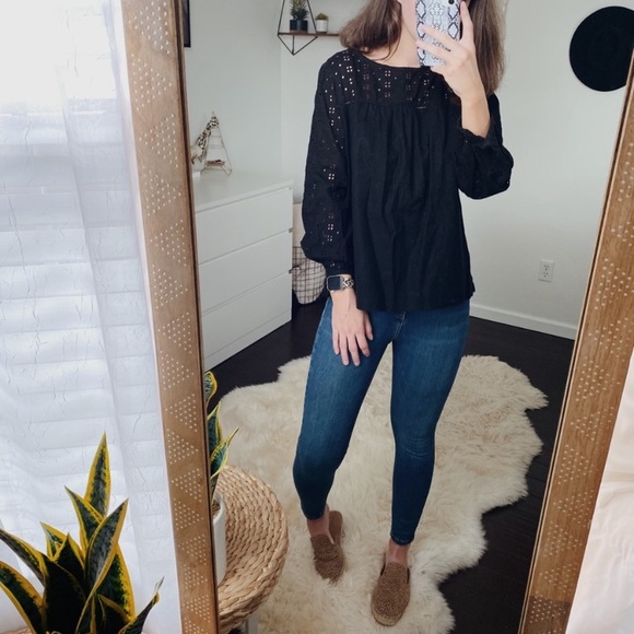 J. Crew Tops - J. Crew Black Eyelet Top